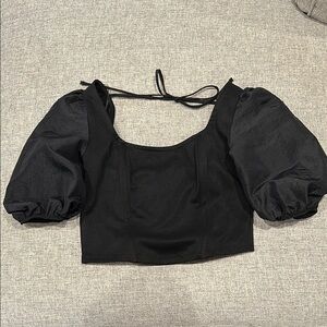 Black Puff Sleeve Topshop Corset Top